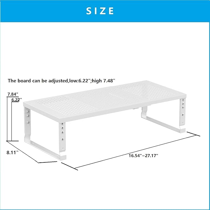 Expandable,Adjustable & Stackable Spice Rack, Cabinet Kitchen Countertop Shelf Organizer,Metal Pantry Storage Shelves - Space-Saving Storage Solution(1Pack/White/Medium)
