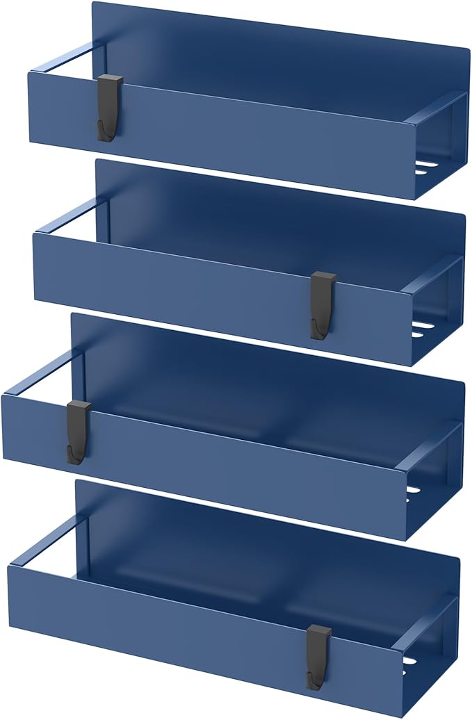 4 Pack Magnetic Spice Storage Rack Organizer for Refrigerator and Oven, Dark Blue Fridge Organizers and Storage