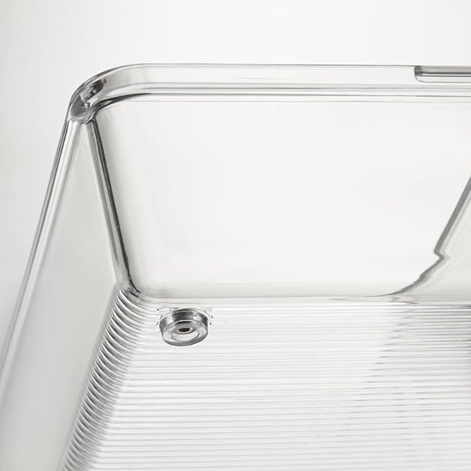mDesign Plastic Adjustable/Expandable Divided Drawer Storage Organizer with 4 Compartments for Kitchen Pantry, Cupboard, Cabinet, Hold Silverware, Utensils, Cutlery - Ligne Collection - Clear