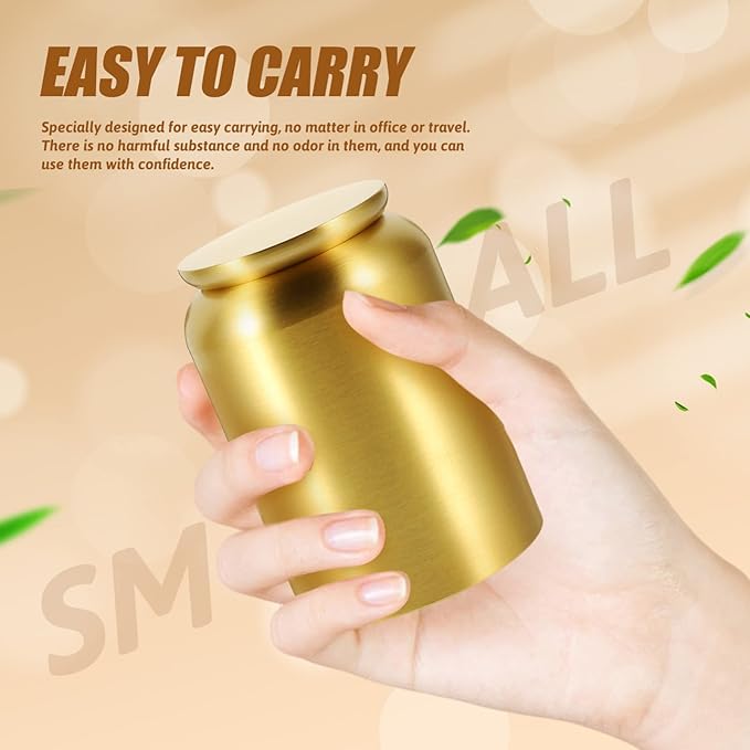 Copper Canister Tea Storage Jar Kitchen Food Canister Brass Tea Can Storage Tank Airtight Sealing Jars for Coffee Bean (Bottle Mouth: 3.2CM, Height: 6.7CM)
