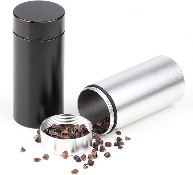 OZCHIN Aluminum Storage Jar Portable Airtight Smell Proof Container Bottle Multipurpose Storage Container for Spices, Coffee & Teas 80ml (Rose Gold&Purple)