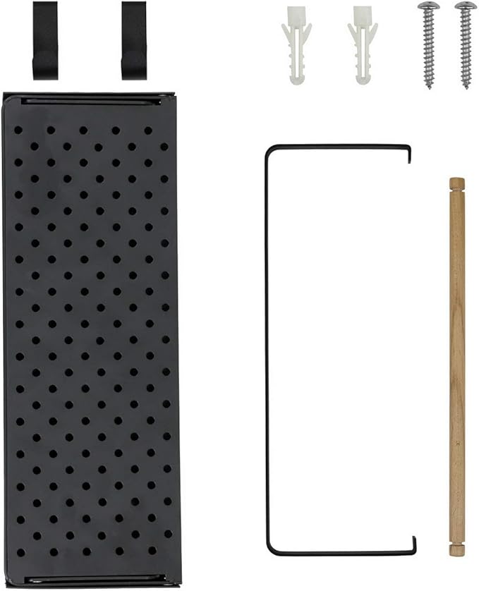 Jolitac Magnetic Fridge Spice Rack- Space Saving Organizer Black Shelf on Refrigerator, Kitchen Paper Towel Holder, Foldable Design (Black-Small)