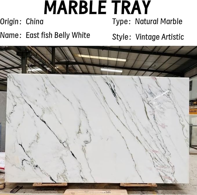 YKAJO Marble Tray, 12"x6", Countertop Organizer Rectangular Serving Platter Decorative Elegant Natural for Perfume, Candles, Jewelry