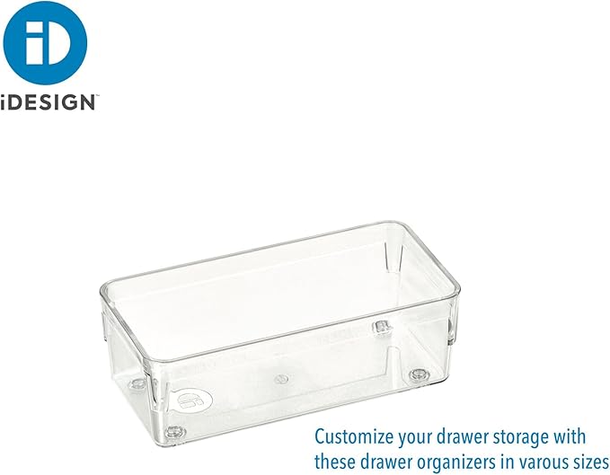 iDesign Recycled Plastic Drawer Organizer Solution – 3" x 6" x 2", Clear Bin