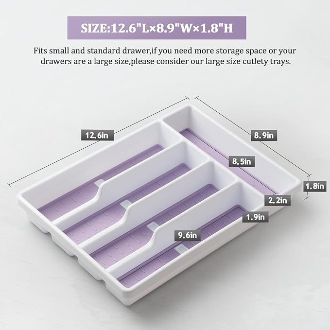 Silverware Organizer with Cutlery Icons,Silverware Tray for Kitchen Drawer,Flatware Tableware Cultery Drawer Organizer Utensil Organizer with Non-slip TPR Linings,Kitchen Organization Essentials