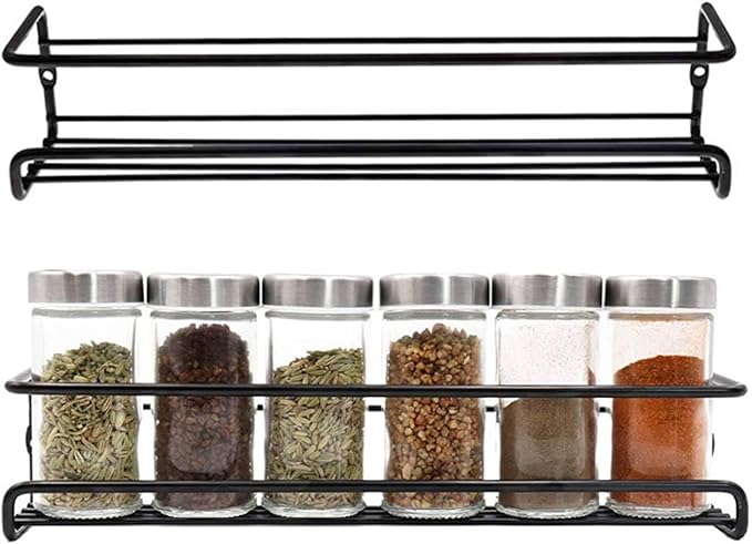 Hemoton 2 Pcs Spice Rack Organizer Wall Mount, Hanging Pantry Organization Storage Shelf, Farmhouse Seasoning Organizer, Flexible Wall Shelves, Kitchen Essentials Home Decor