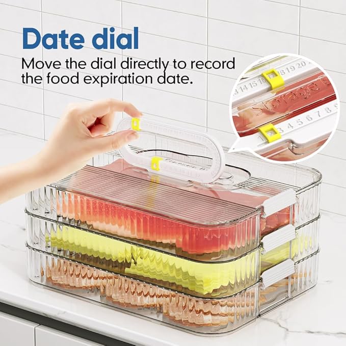 Deli Meat Container for Fridge Organizers and Storage, Lunch Meat Container for Refrigerator Organizing, Deli Containers with Lids, Bacon Cheese Container for Refrigerator