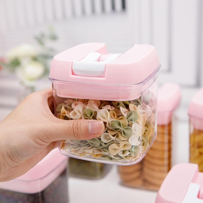 U-QE Airtight Food Storage Containers -8 Piece BPA Free Clear Plastic Airtight Containers with Easy Lock Lids for Kitchen Pantry Organization and Storage - Sugar, Flour, Cereal, Labels & Marker