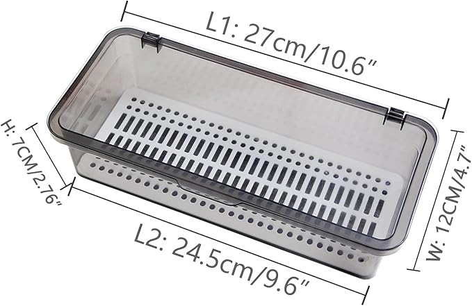 Flatware Tray with Lid, Silverware and Cutlery Storage Container for Flatware and Silverware (Grey)
