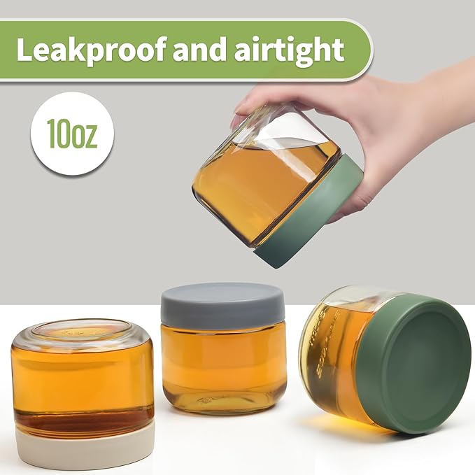 10 oz Glass Jars with Lids Meal Prep Portion Control Containers Pudding Yogurt Overnight Oats Salad Snack Cereal Candy Food Storage Cups Bowls Airtight