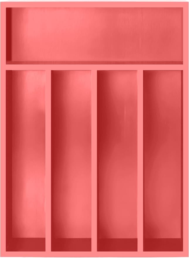 Utopia Kitchen Silverware Organizer, Bamboo Utensil Drawer Organizer for Cutlery, Utensils & Flatware (5 Compartment, Coral) Pack of 1