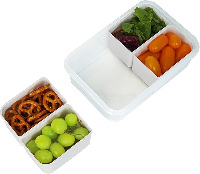 carrotez Food Storage Container with 4 Removable Compartments, Food Prep Container with Airtight Lids, Portion Control Container, Reusable, BPA Free, 4.6 Cup(1100ml)