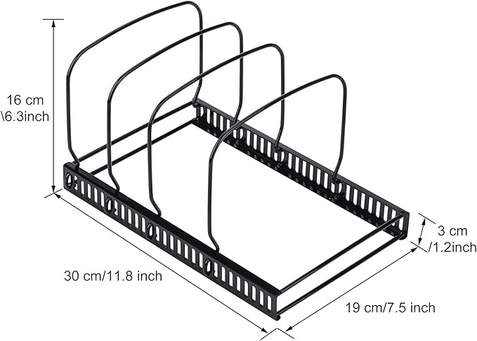 Toplife 10+ Bakeware Organizer Rack for Kitchen Bakeware, Cookware, Dinnerware, Cutting Boards, Plates, Pot and Pan Lids (Black)