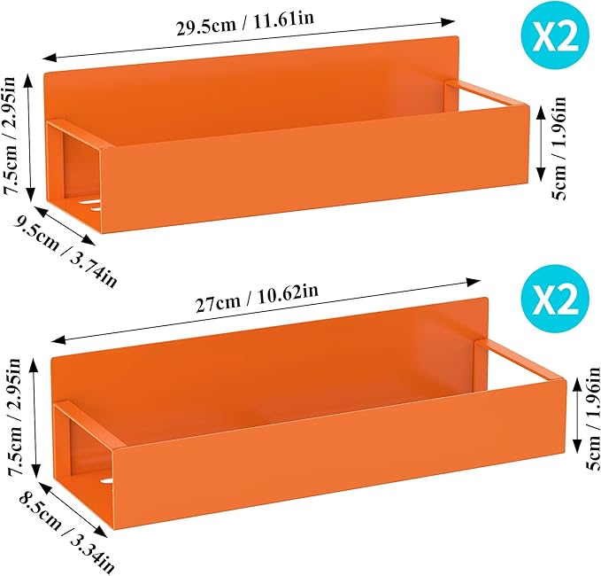 4 Pack Magnetic Spice Storage Rack Organizer for Refrigerator and Oven, Orange Fridge Organizers and Storage