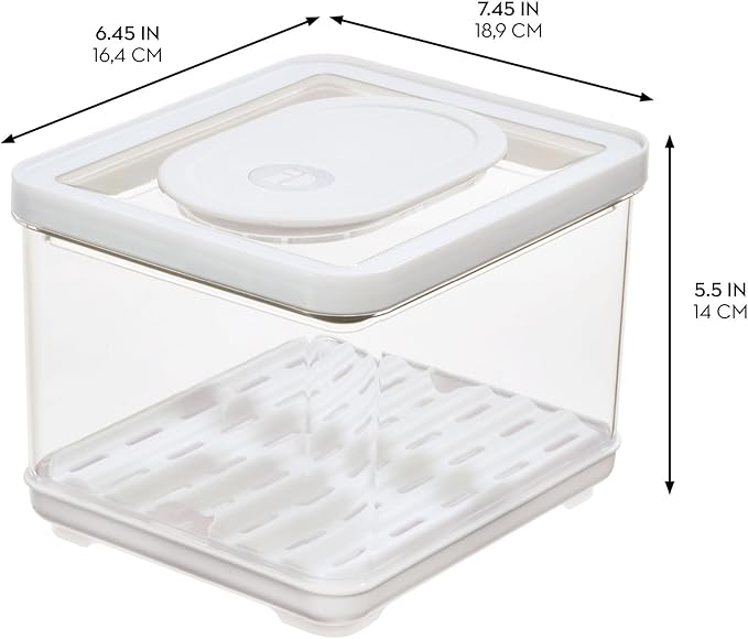 iDesign Fridge Produce Bin with Removable Drainage Tray and Lid - Set of 4 - Clear