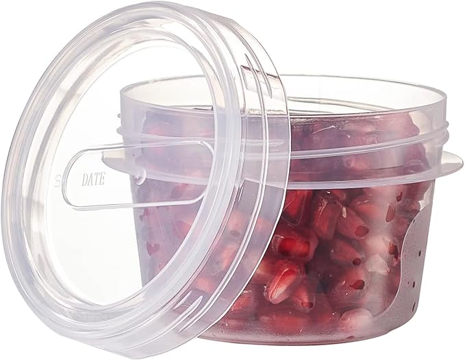 PLASTICPRO 6 Pack Twist Cap Food Storage Containers with Clear Screw on Lid- 4 oz Reusable Meal Prep Containers - Small Freezer Containers Microwave Safe Clear Plastic Food Storage