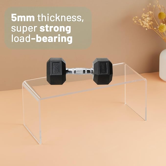 4 Packs Kitchen Cabinet Shelf Organizer, Acrylic Clear Shelf Riser, 5mm Thick Spice Rack for Dishes, Soda Cans and Cup(11.8 x 4.72 x 4.72 Inch)