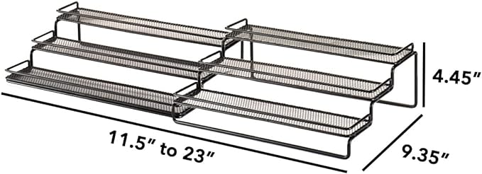 GONGSHI Spice Rack Organizer for Cabinet, Pantry and Countertop, 3 Tier Expandable Seasoning Shelf, Chrome