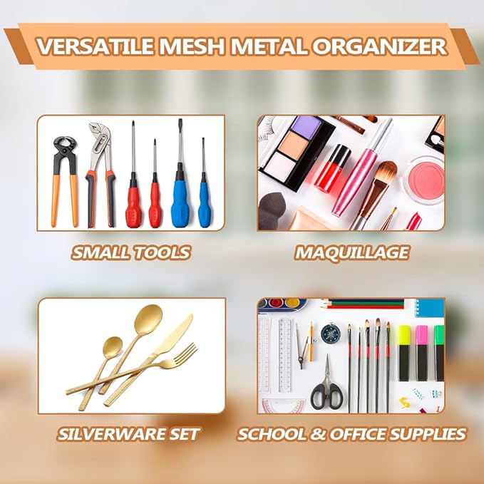 Silverware Tray for Drawer, Silverware Organizer, Metal Drawer Organizer Kitchen Utensils with Foam Feet Multi Compartments Cutlery Organizer in Drawer (SLIVER)