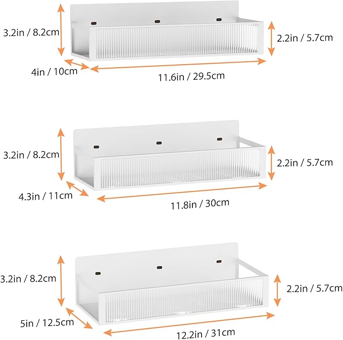 Magnetic Spice Rack for Refrigerator,3 Pack Magnetic Spice Storage Rack Organizer with Clear Acrylic Board for Refrigerator and Oven (White)