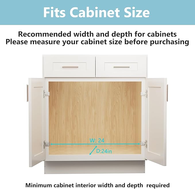 LOVMOR Pull Out Cabinet Organizer with Wooden Handle, 22½" W x 21½"Heavy Duty Cabinet Drawers Shelves Slide Out Organizer for Kitchen, Pantry