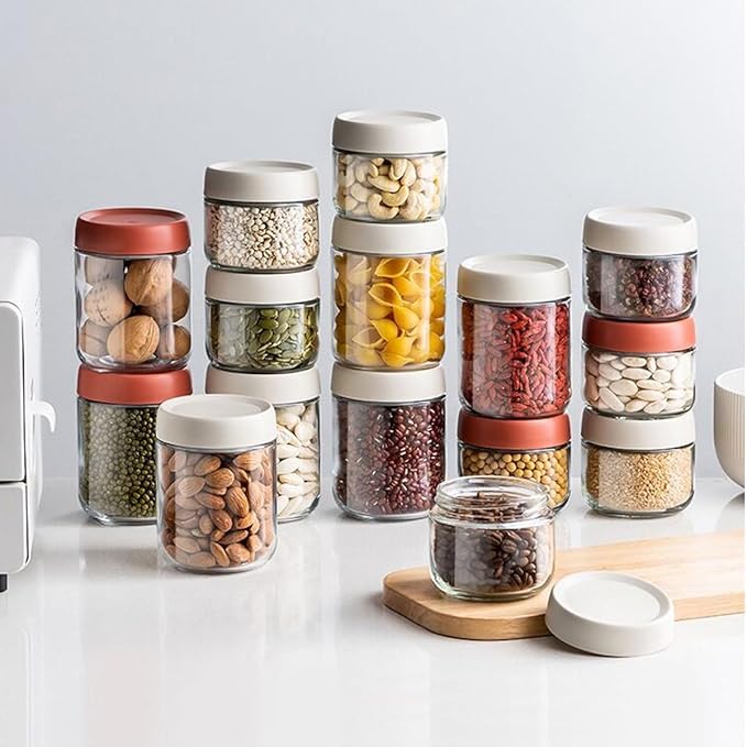 3Pack Overnight Oats Containers with Lids,10oz Glass Jar with Scew Lid,Salad Dressing Fruit Veggies Sauce Snacks Meal Prep Food Containers,Spice Jars,Wide Mouth Storage Containers