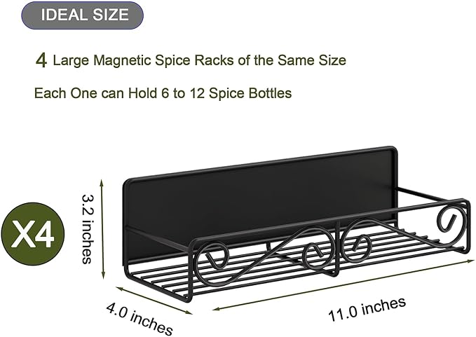 4 Pack Magnetic Spice Rack for Refrigerator
