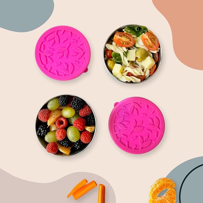 2 X 12 oz Containers with Lids - Leakproof w/Silicone Lids - BPA Free - Dishwasher & Freezer Safe - Portable & Reusable - Stainless Steel Snack Containers 12oz