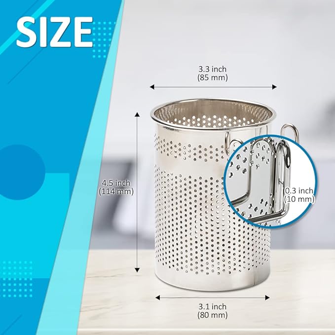 HOME&I Silverware Drying Basket, Kitchen Sink Utensil Holder Replacement,Thin Dish Drying Rack Countertop Organizer Stainless Steel 304 Flatware Cutlery Caddy Hold for Dish Drainer (VERY Small-Round)
