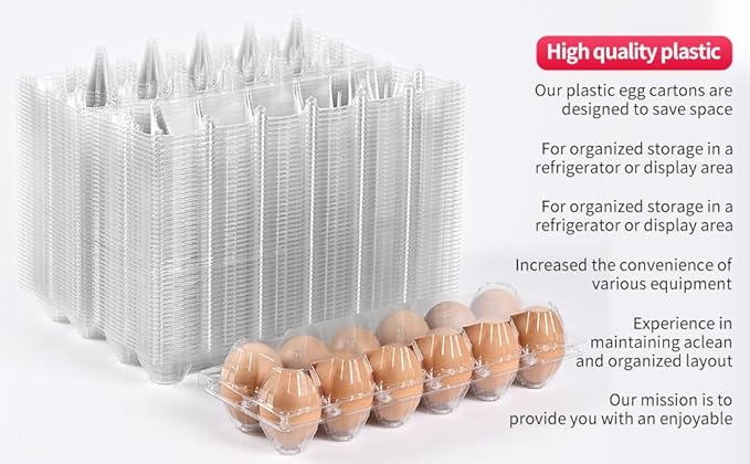 120 Piece Transparent Plastic Egg Cartons Specs2×6 12 Individuai Plastic EggCartons Farm Eggs Storage Size11×3.93×2.6inch(2x6 12 bulk Egg Cartons, 120 pieces)