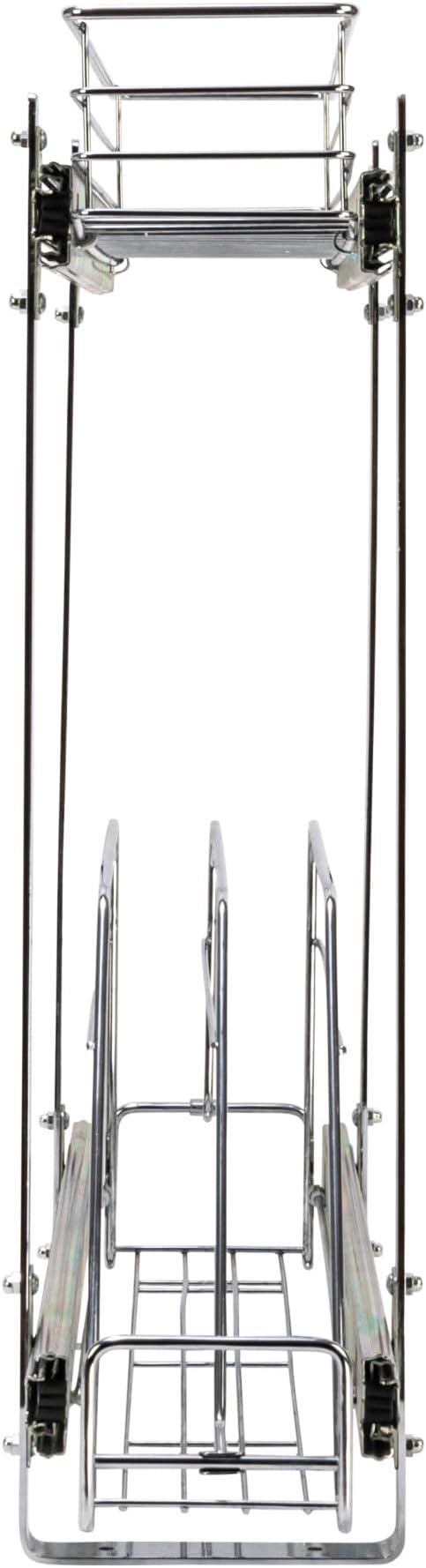Household Essentials Glidez Multipurpose Chrome-Plated Steel Pull-Out/Slide-Out Storage Organizer for Cookware and Bakeware - 2-Tier Design - Fits Standard Size Cabinet or Shelf, Chrome