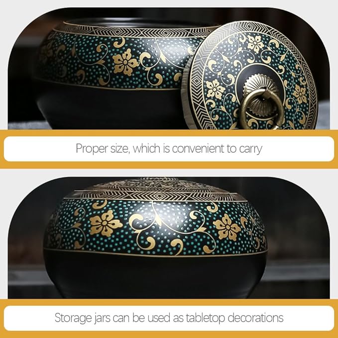 Tea Cup Tea Canister Exquisite Oriental Ceramic Food Storage Jar Canister Loose Tea Tin Tea Storage Jar Tea Tea Canister Coffee Canister Coffee Jar Spices Nuts Storage Tea Cups