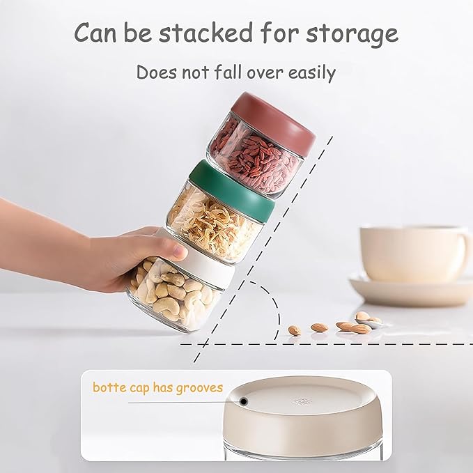 9.8 FL oz Glass Jar with Airtight Lid,Small Glass Containers With Lids,Overnight Oats Containers with Lids,Meal Prep jar, Chia Pudding jars with lids.Yogurt container(9.8oz-3 Pack)