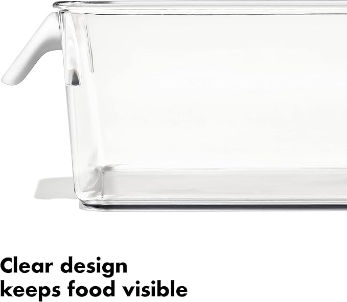 OXO Good Grips Adjustable Fridge Storage Bin - for Condiments, Juice Pouches, Snack Cups and More