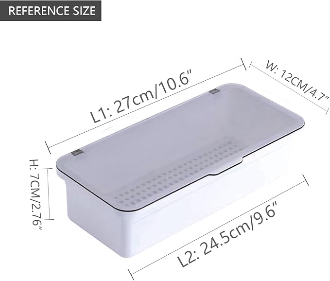 Flatware Tray with Lid,Silverware Tray Kitchen Cutlery Tray and Utensil Storage Container for Flatware and Silverware (White)