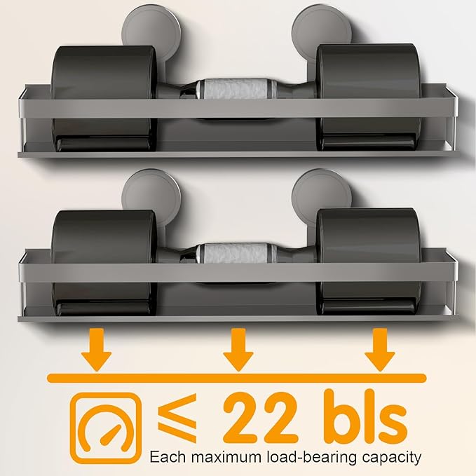 ONXE Suction Cup Spice Rack,2 Pack No-trace Seasoning Organizer with 5 Hook Rack/Hangers for Walls,Refrigerator,Oven,Cabinet,No Damage Pantry Organizers and Storage Shelf,Home and Kitchen Gadgets
