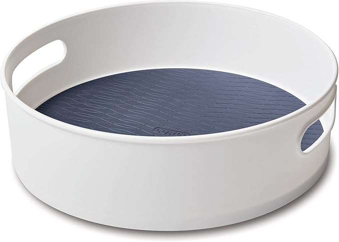 Copco Non-Skid Pantry Cabinet Kitchen Refrigerator Storage Turntable, 12-Inch, White and Blue