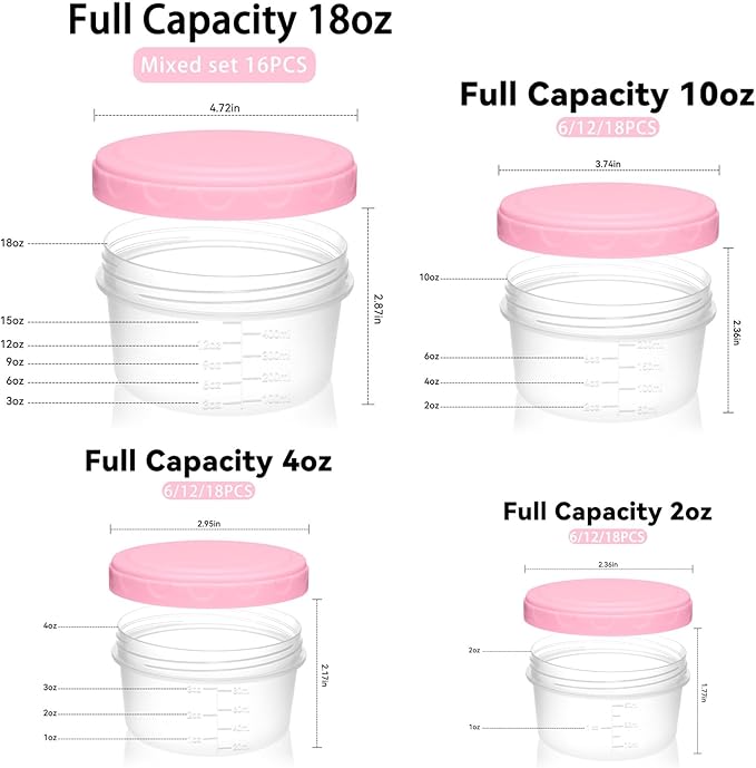Small Containers with Lids, Reusable Plastic Bowls for Snack and Puree, Salad Dressing Container to Go, Deli, Sauce, Freezer Condiment Containers, Dishwasher Safe (colorful,6 pack, 10 oz)