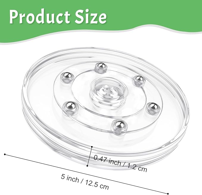 5 inch Clear Lazy Susan Turntable Acrylic Organizer Ball Bearing Swivel Display Base Kitchen Pantry Spice Rack Countertop Cabinet Revolving