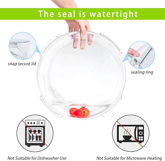 2 Pack Veggie Tray with Lid for Fridge, Clear Divided Serving Tray with Dip Snackle Box Container 6-Compartment Snack Storage for Party, Reusable Dinner Fruit Platter for Refrigerator Organizer Bins