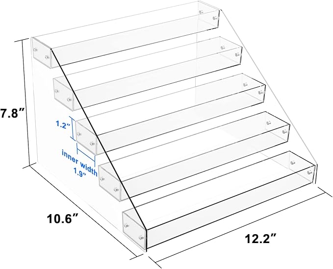 Tiered Spice Rack Acrylic, 5 Tier Clear Spice Rack Organizer for Cabinet, Vertical Spice Rack Shelf Durable Kitchen Seasoning Organizer for Countertop, Cabinet, Pantry, Kitchen Storage (5 Tier)