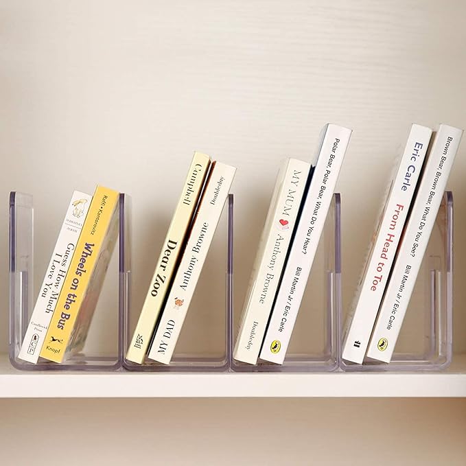 YAGELI Clear Acrylic Purse/Handbag Organizer - 4 Sections Divider for Closet Storage - Sturdy Organizer Rack for Purses, Handbags, and Clutches(4Pack-4Sections)