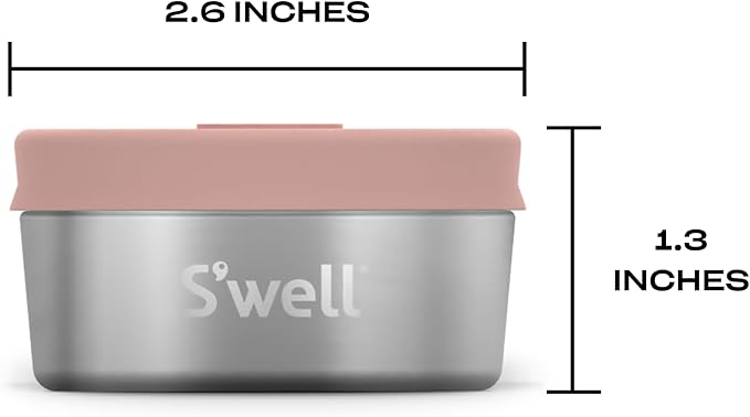 S'well Stainless Steel Mini Canister Set of Two, 2oz, Pink And Mauve Pyrite, Single Walled Durable Construction, Leakproof Silicone Lids, Dishwasher Safe