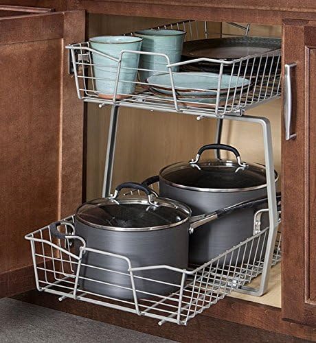 ClosetMaid 3089 2 Tier 14-Inch Kitchen Cabinet Organizer, Nickel