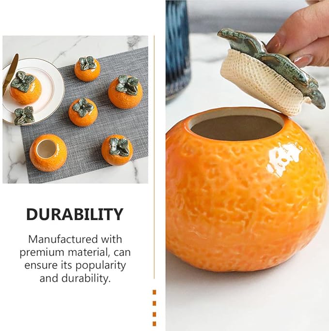 Ceramic Storage Jar Orange Canister Fruit Shape Food Storage Jar Cookie Jar Tabletop or Kitchen Storage Counter Decoration Housewarming Retro Classroom Decor