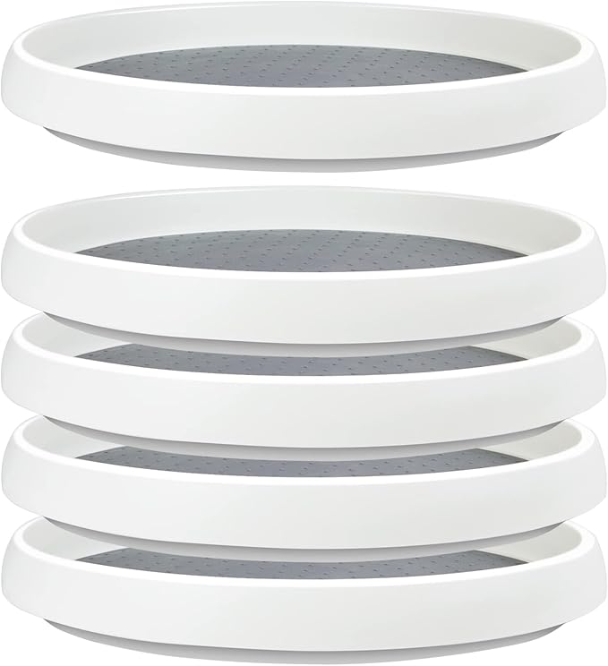 5Pack Non Skid Lazy Susan Turntable,Single Round Rotating Kitchen Spice Organizer for cabinets,Pantry, Bathroom, Refrigerator(10Inch)