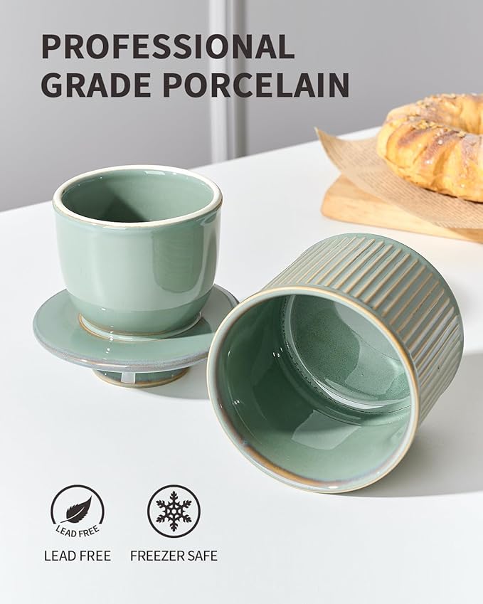 XELA Large Butter Crock with Lid for Countertop, The Original Reactive Glaze Butter Dish With Water Line, French Butter Dish for Spreadable Butter -Vintage Turquoise