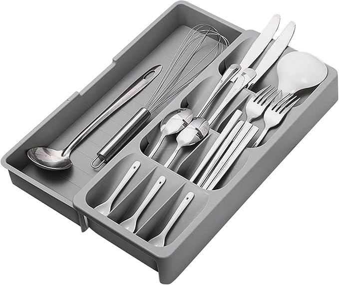 EOOXEKFX Weiliya UNRRZLCA Kitchen Drawer Organizer Tray,Drawer Organiser,Cutlery Tray,Expandable Utensil Tray for Kitchen,Compact Plastic Storage Organisation for Spoons