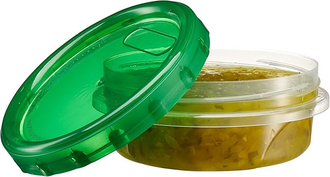 PLASTICPRO 6 Pack Twist Cap Food Storage Containers with Green Screw on Lid- 8 oz Reusable Meal Prep Containers - Freezer and Microwave Safe Green Plastic Food Storage