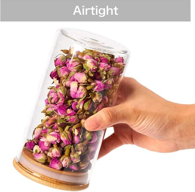 Glass Food Storage Jars Containers, 32oz Glass Storage Jar with Airtight Bamboo Lids Set of 6 Kitchen Glass Canisters For Coffee, Flour, Sugar, Candy, Cookie, Spice and More